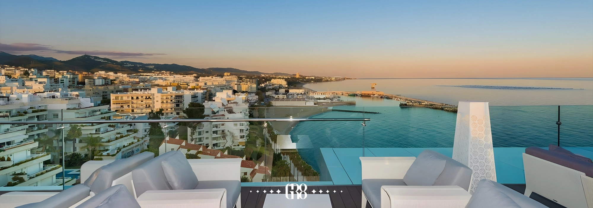 Modern rooftop bar in Marbella with coastal views Belvue
